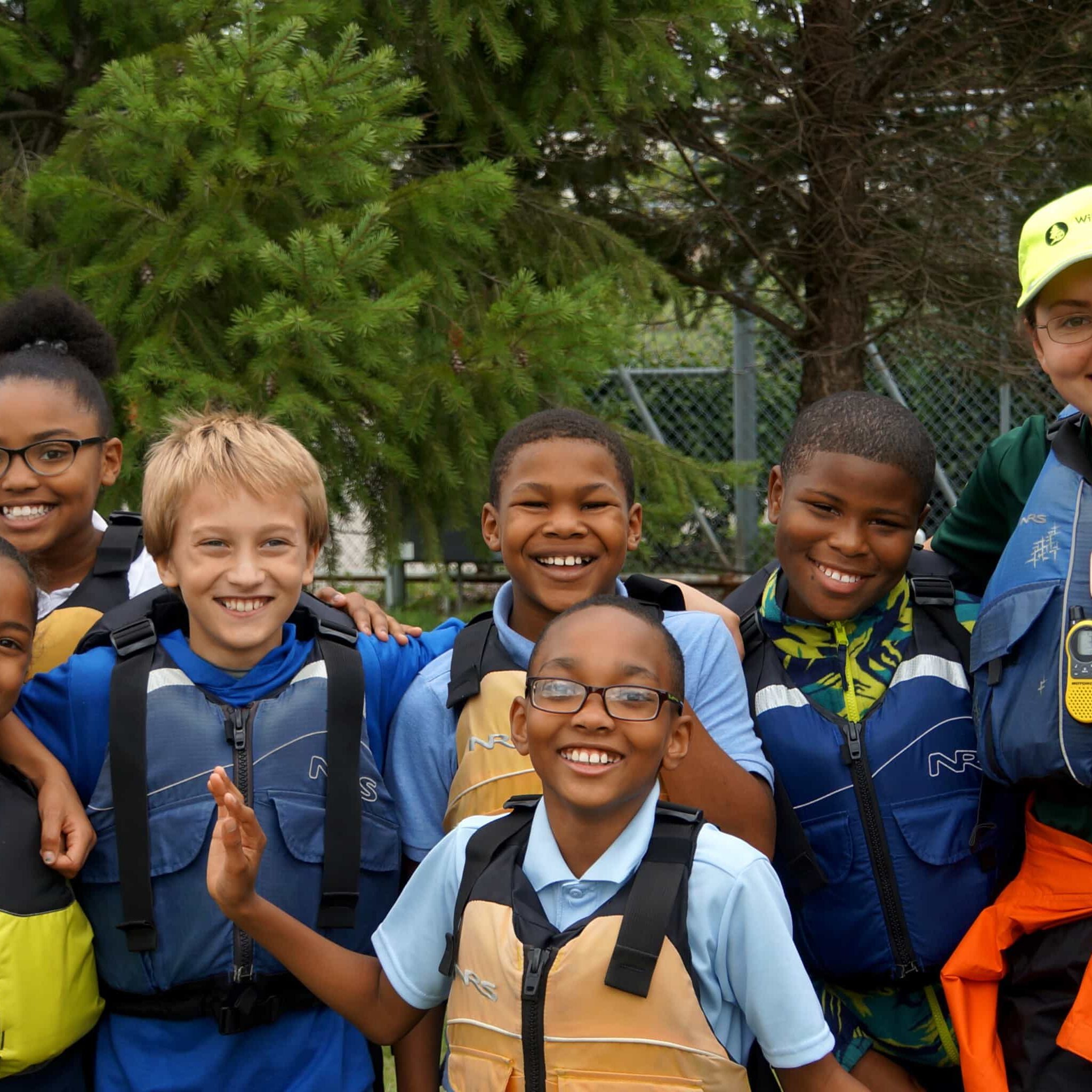 Canoemobile paddling Trail Creek in Michigan City with LaPorte County Soil and Water.